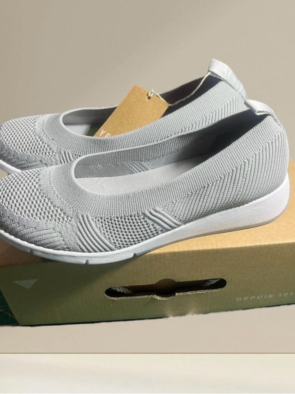 Light Gray Knit Slip-On Women's Casual Shoe